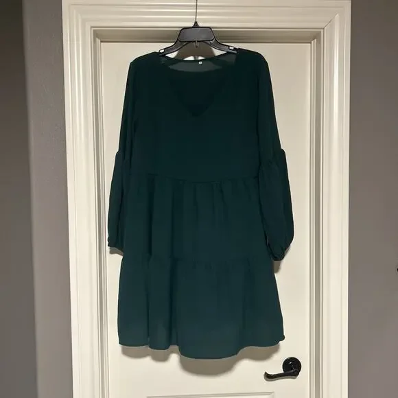 Amoretu Womens Tunic Dress Long Sleeve V Neck Casual Loose Flowy Swing Dress - Picture 1 of 5